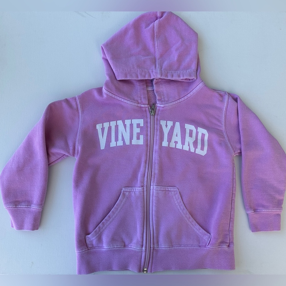 Avalon Apparel girl’s Pink Zip-Up Hoodie with Attached Hood and Text. Size 3T.